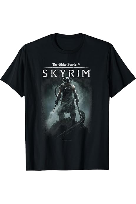 Elder Scrolls Skyrim Dragonborn In Silhouette Video Game T-Shirt :  Amazon.co.uk: Fashion