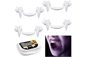 FOHYLOY Einziehbare Vampirzähne, 4 Stück Vampir Zähne, Halloween Dracula Vampire Teeth, Wiederverwendbare Realistische vampirzähne, Halloween Vampir Kostüm Herren Damen für Cosplay Mottoparty Karneval