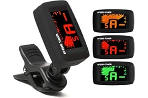 Elagon (AT-200D) stilvolles Stimmgerät mit Clip-on-Funktion für alle Gitarren, Bässe, Ukulele, Geige. Chromatischer Modus für alternative Stimmungen. Sehr robustes und präzises Clip-On-Stimmgerät.