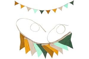 JJZGPP Wimpelkette für Kinderzimmer, 2,7 M reieckige Flagge aus Stoff,Baumwolle Stoff Banner, Wanddeko Geschenk,Girlande Kinderzimmer Deko zum Aufhängen, Babyzimmer, zum Aufhängen(Morandi-Green)
