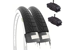 ECOVELO 2 neumáticos de 20 x 1,75 pulgadas, negro/blanco + cámara interior para bicicleta de ciudad