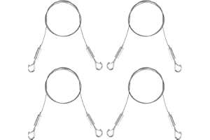 STYQUENZER 4 sztuki linek stalowych, regulowana linka ze stali nierdzewnej, 1 m x 1,5 mm, linka ze stali nierdzewnej z pętelką i haczykiem, wisząca linka druciana do zawieszenia luster, obrazów, lamp i dzieł