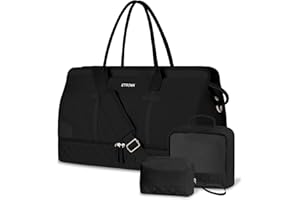 ETRONIK Weekender Reisetasche Damen, Große Reisetasche mit Schuhfach & Nass-Tasche, Tragetasche Sporttasche mit Kulturtasche, Tasche für Krankenhaus 3er Set Large Size (Schwarz)
