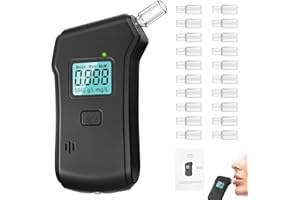 muhogxio Alkoholtester, Polizeigenau Alkoholmessgeräte mit 20 Mundstücken,Alkohol Tester mit Digitaler LCD-Anzeige und Halbleiter Sensorik,Professioneller Alkoholtester