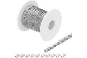 ‎QUARKZMAN QUARKZMAN Drahtseil Edelstahl 30M x 1 mm Stahlseil PVC ummantelt mit 10 Aluminiumhülsen Sicherungsdraht Aufhängedraht Drahtkabel Wäscheleine für Bilder Outdoor Zaun Gardinen, Transparent