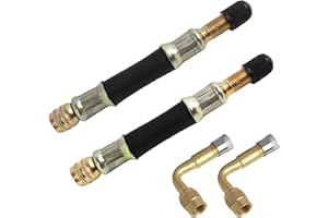 FunWorth 4Pack Extension Valve Pneu Adaptateur (90° + 100 mm), en Caoutchouc et Laiton – rallonge de Valve pour Voiture, Moto, vélo, Scooter, Camion – résistant à la Chaleur et à la Corrosion
