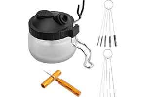 Pagezol Airbrush cleaner Kit Airbrush Clean Pot Glass Cleaning Jar with 1 Airbrush Holder Station, 1 Pot Stabilizer, 5 Cleaning Needles, 5 Nylon Brushes, 3 Extra Filters for Airbrush Spray Gun Washing