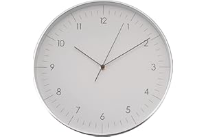 LUUK LIFESTYLE Grande orologio da parete al quarzo con movimento preciso, silenzioso e senza ticchettii, per il soggiorno e la cucina, rotondo, nei colori bianco e argento