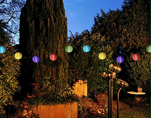 10 LED Solar Lampion Partylichterkette 3,95 m Bunt Innen und Außen Lichterkette - 6