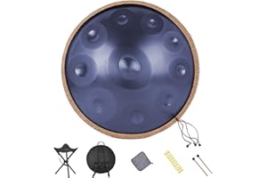 TIWIHON Handpan Drum - 22 Inch D Minor 10 Note Steel Drum for Adults, With Soft Bag, Mallet, Stand, Harmonic Percussion for Sound Healing, Meditation, Yoga (Blue)