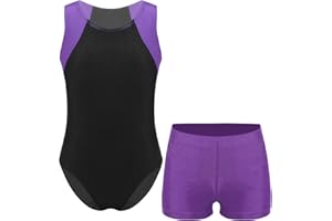 Hedmy Boys Athletic Leotard Top with Shorts Sleeveless Gymnastics Unitard Competition Training Clothes