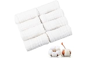 Radsocken 8 Pack Muslin Squares for Baby, 100% Cotton Burp Cloths Soft Burp Cloths 6 Layers Absorbent& Soft& Breathable Baby Muslins Pack 10x10 Inch, HGC018875