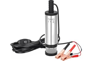 flintronic Pompa Acqua e Olio con Clip, 12V 38MM Pompa dell'olio Elettrico, Sommergibile Acqua Pompa del carburante in Acciaio Inossidabile Multiuso per Auto, Caravan, Marino, Barca…