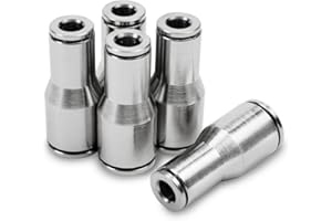 Bwintech 5 Pcs 6mm to 8mm Tubing OD Nickel-Plated Brass Straight Reducing Push to Connect Pneumatic Push Lock Fitting