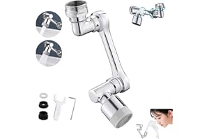 AKAYOO Waterjake 1080-grad-wasserhahn,1080 Grad Drehbarer Wasserhahn,Water Jake Wasserhahn Aufsatz,1080 Großwinkel-dreh-spritzfilter-Wasserhahn,2 Modi Mit Adapter Für Bad Und Küche