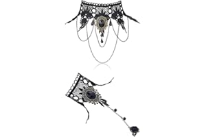 RGZD Gothic-Halskette, Armband, Schmuck, Halsband, viktorianisch, Steampunk, Vintage-Ausrüstung, Spitze, Vampir-Armband für Ostern, Lolita, Spitze