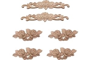 YouYuer 6PCS Legno Intagliato Angolo Rosa Applique Legno Scolpito Floreale Vintage Cornice Della Decorazione Mobili Mestiere Della Parete di Stile Europeo Per Decorativo Mobili Porta Telaio Mobili