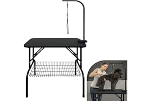 Aufun Stół do trymowania dla psów, stabilny stół do pielęgnacji psów 80x46x76 cm składany, z regulacją wysokości, stół do kąpieli dla psów, pielęgnacja pudla, do 60 kg