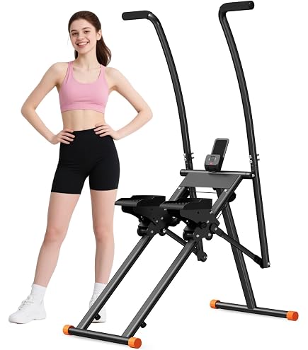 Tabiflev Treppen Stepper Bei Home-Übungsmaschine, Vertikale Klettermaschine Für Ganzkörpertraining, Faltbare Heimtreppen-Stepper Mit Verlängertem Schrittbereich, Einstellbarer Lenker Weiß