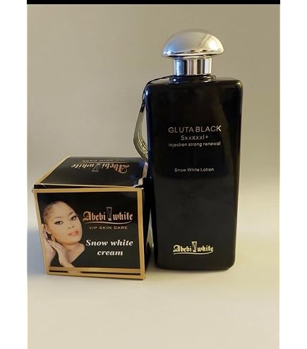Abebi White Gluta Black Snow White Lotion, 5XXXXXI+ Strong Renewal Formula 500ml + VIP SnowWhite Face Cream 100g -2pcs set Beauty