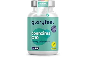 GLORYFEEL Coenzima Q10 200mg - 120 Cápsulas veganas (4 meses) - 100% Pura Fermentada Naturalmente, CoQ10 de primera calidad - Para 4 meses, Probada en laboratorio