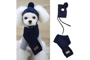 Yeglg Hundemütze Schal Set, Hund Strickmütze Haustier Winter Warme Mützen Niedlich Zubehör Hals Ohrwärmer Kapuze Warm Schal Party Dekoration Kleine Mittlere Große Hunde