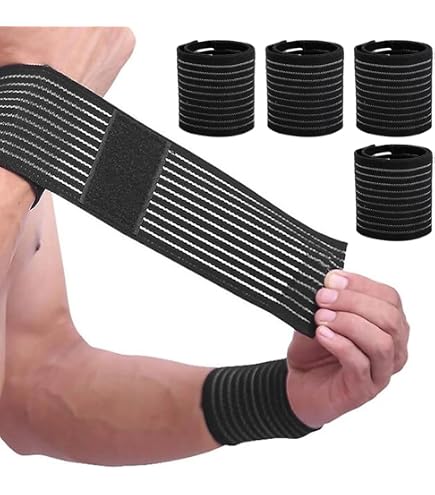 Polsiera Ortopedica 4 Pezzi - Supporto Per Tunnel Carpale In Spandex Nero, Cinturino Regolabile 40 Cm, Traspirante, Per Fitness, Computer E Prevenzione Infortuni