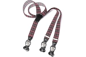 MR. M MR.M Bretelle uomo– 3 clips con asole incrocio Y– Regolabili fino a 195cm- Finiture vera pelle