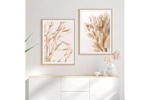 EXQUILEG Lot de 2 posters, motif de plantes d'herbe de la pampa, pour salon, beige, décoration murale chaude, sans cadre (30 x 40 cm)