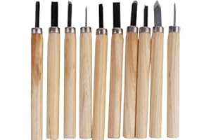 HERRAN 10 pezzi Scalpelli per Legno, Coltelli da Intaglio , ideale per scultura Legno, Hobby, Carpenteria, Rifilatura dei Bordi
