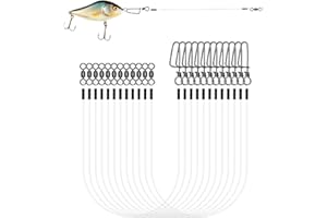 Jisrcha 12 Pcs Stahlvorfach Hecht, Fluorocarbon Vorfach Leader mit Wirbel & Karabiner, angelzubehör orfach Zum Spinnangeln, Karpfen vorfach Angelvorfächer Für Salzwasser Süßwasser