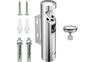 Yinnhom Posacenere da parete, contenitore per mozziconi da parete con serratura, posacenere da parete in acciaio inox, posacenere pubblico tubolare per terrazza, ristorante, hotel