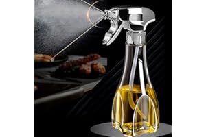 Wisada Kitchen Glass Seasoning Oiler, Olive Oil Press Sprayer, Cooking Oil Sprayer, BBQ Oil Spray Bottle for Cooking, Baking, Grilling, Salads, Frying, Kitchen [Space Silver | 240ml]