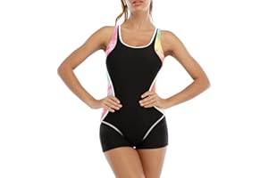 GENERIC Costume Piscina Donna Intero Costume da Bagno Donna Senza Maniche Larghe Straps Girocollo Costume Intero Donna Curvy Pantaloncino Mare Donna Slim Fit Elegante Comodo Monokini Costumi Push Up