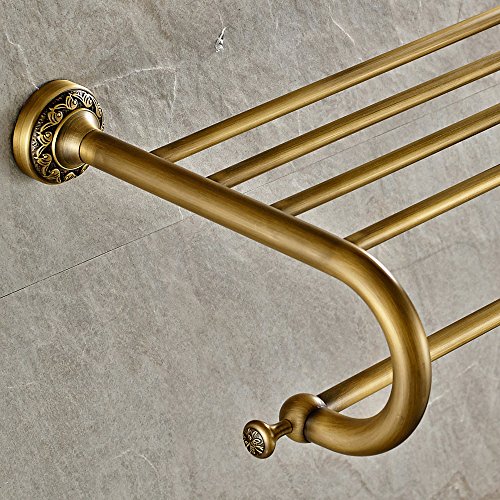 Weare Home Kupfer Badtuchhalter Handtuchhalter Geschnitzt, für Küche Retro Solide Klassic mit Ablage Bronze Beschichtung Wandmontage Haltbar Badzubehör Badaccessoires Dekor für Küche - 2