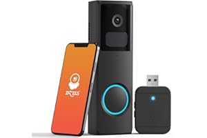 Dzees - Sonnette sans Fil avec Caméra, 1080HD Visiophone sans Fil avec Carillon, Sonnette Connectée Wi-FI avec Détection de Mouvement PIR, Vision Nocturne, Audio Bidirectionnel, IP66 Étanche Extérieur