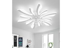 ‎YUNLONG YUNLONG 78cm Deckenventilator mit Beleuchtung DC Großer Deckenlampe mit Ventilator und Fernbedienung Dimmbar Sommer/winter Deckenventilator mit Lampe Leise Moderne für Schlafzimmer Wohnzimmer,Weiß