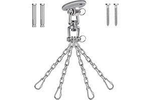 BeneLabel Bois/Béton Cintre de Plafond 360 ° Hamac Pivotant Balançoire Vis de Suspension Boulon de Base Ovale Mousqueton à 47cm Chaîne pour Chaise de Terrain de Jeu Corde de Yoga Sacs de Frappe,700lbs