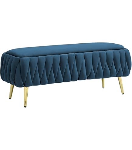 Panca Ingresso Imbottita Con Contenitore 100x40x40 Cm - Ottomana Soggiorno, Piedini Legno