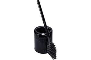 Biom Paris – Brosse WC Premium Hygiénique sans Poils avec Support – Brosse Toilette Anti-Goutte, Antibactérienne - Balai WC Design Innovant, Reste Propre – 100% Fabriqué en France (Noir Fauve)