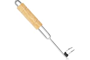 COM-FOUR® grillkrok, förstklassigt bestick, köttkrok med trähandtag