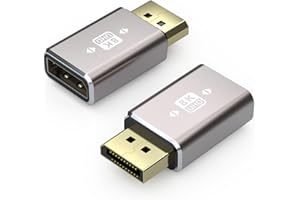 VMOJO 2er-Pack Displayport-Koppler-Adapter, Legierungsgehäuse 8K UHD HDR Displayport (DP) 1.4 Stecker auf Buchse Extender-Verlängerungsstecker-Konverter, abwärtskompatibel mit 1.3 1.2 1.1