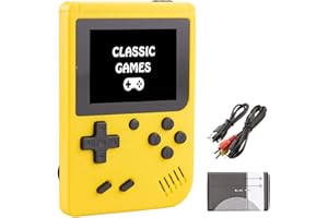 SCFRF Kid Mini Handheld Game Console with 400 Classic Retro Games, 1020mAh Rechargeable Battery, Portable Haneheld Video Games Player for Boy Girl, Christmas Birthday Gift Present for Kid Adult (Yellow)