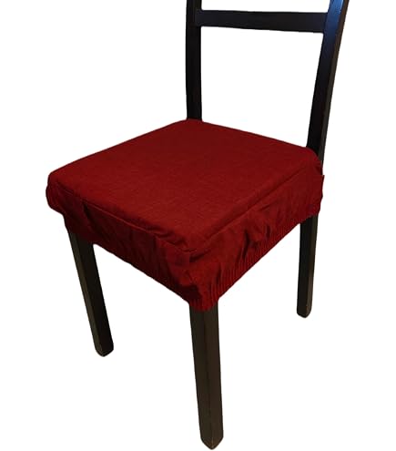 Set 4 Cuscini Coprisedia Con Fascia Elastica – Sonia Pouff, Stile Etnico, Made In Italy, Rosso 40x40 Cm