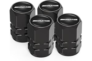 XKWLW1 4Pcs Metal Car Tire Valve Stem Caps Fit AMG GT GLC GLE G C-Class S-Class E-Class GLA Series, Car Tire Air Caps Cover, Anti-corrosion Premium Alloy Leak-Proof Car Tire Accessories, Black