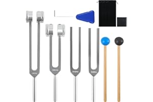 CUPEOHOME Tuning Forks for Healing (128Hz, 256Hz, 512Hz, 528Hz), Tuning Forks Medical for Chakra Healing, Tuning Fork Set Frequency Healing Devices for Sound Healing, Meditation, Relaxation