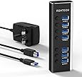 USB 3.0 Hub Powered RSHTECH 24W 7 Port USB 3 Data Hub Aluminum Portable USB Splitter with Individual On/Off Switches and 12V/2A Power Adapter (RSH-A37S)