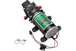 LONGRUNNEW Water Pump 12V DC Diaphragm with Adjustable Pressure Switch 6L/Min 1.56GPM Self Priming Sprayer Pump with 2 Hose Clamps 100PSI Agriculture for RV Camper Marine Boat Garden Lawn