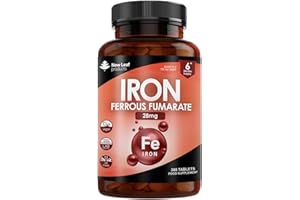 NEW LEAF PRODUCTS Gentle Iron Tablets 28mg High Strength Ferrous Fumarate Iron - Vegan Iron Supplements for Men and Womens Health - Reduction in Tiredness and Fatigue, Supports Immune, Health and Energy
