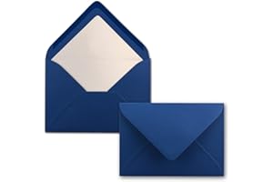 Lot de 100 enveloppes - Bleu foncé/bleu nuit - DIN C6 - Doublées de papier de soie blanc - 90 g/m² - 11,4 x 16,2 cm - Collage par humectation NEUSER PAPIER